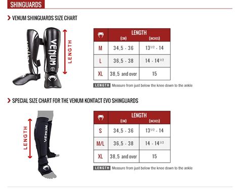 shin guard size guide.